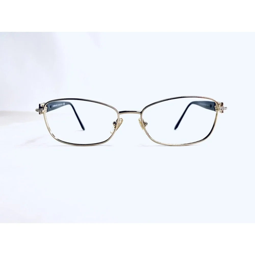 Versace Gold Cat Eye Glasses Studded Black Temple Italy MOD 1226B 1252 52 16 130
